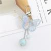 Cute Acrylic Butterfly Keychain Transparant Round Ball Tassel Keyring Women Bag Charm Earphone Case Car Key Pendant DIY Ornament