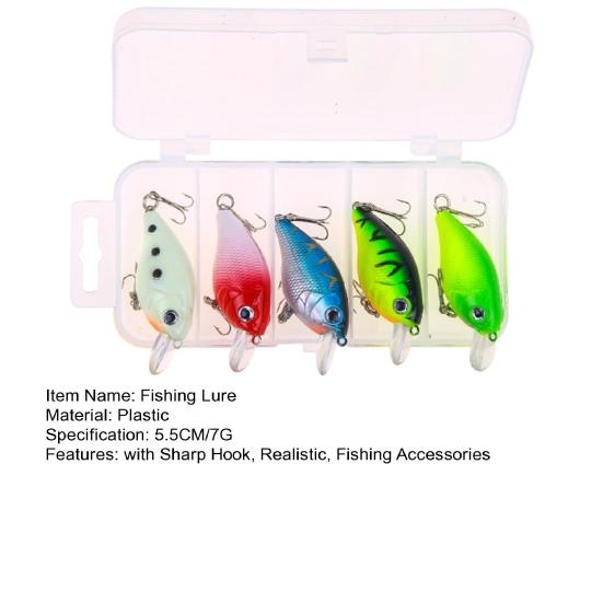 5Pcs 5.5CM/7G Minnow Fishing Lure with Tongue Hooks Glow-in-the-dark Plastic Artificial Bait Freshwater Saltwater Trout Bass Fishing Accessories