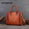 Retro Women Genuine Leather Bag Solid Color Large Capacity Handbag Versatile Real Cowhide Shoulder Bags