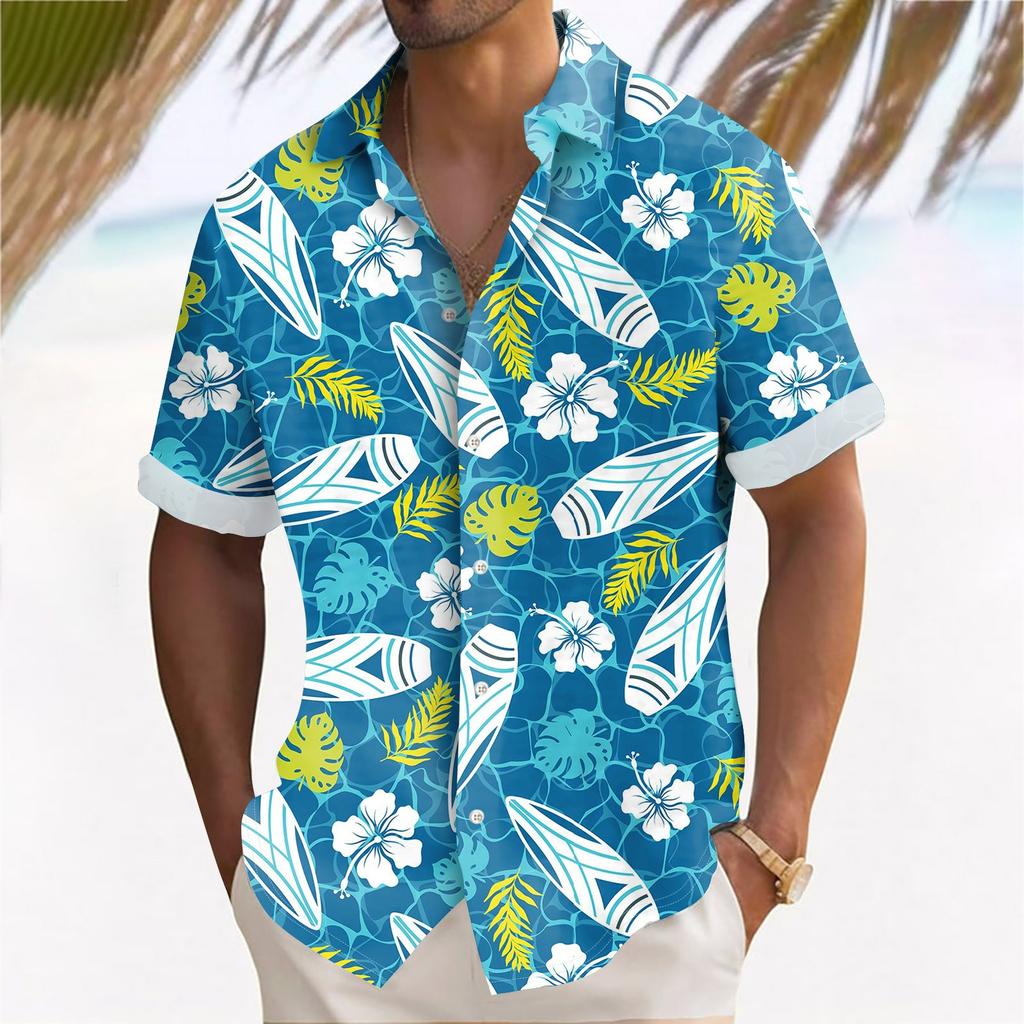Hawaiian Shirt For Men, Men's Vintage Button Down Bowling Shirts Short Sleeve Summer Beach Shirt