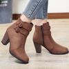 Block Heeled Women Boots Spring Autumn Winter High Heel Vintage Shoes Women