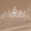 1pc Classic Design Women's Alloy Crown, With Cz Rhinestone Decoration, Rose Gold Color, For Bride Wedding Royal Tiaras