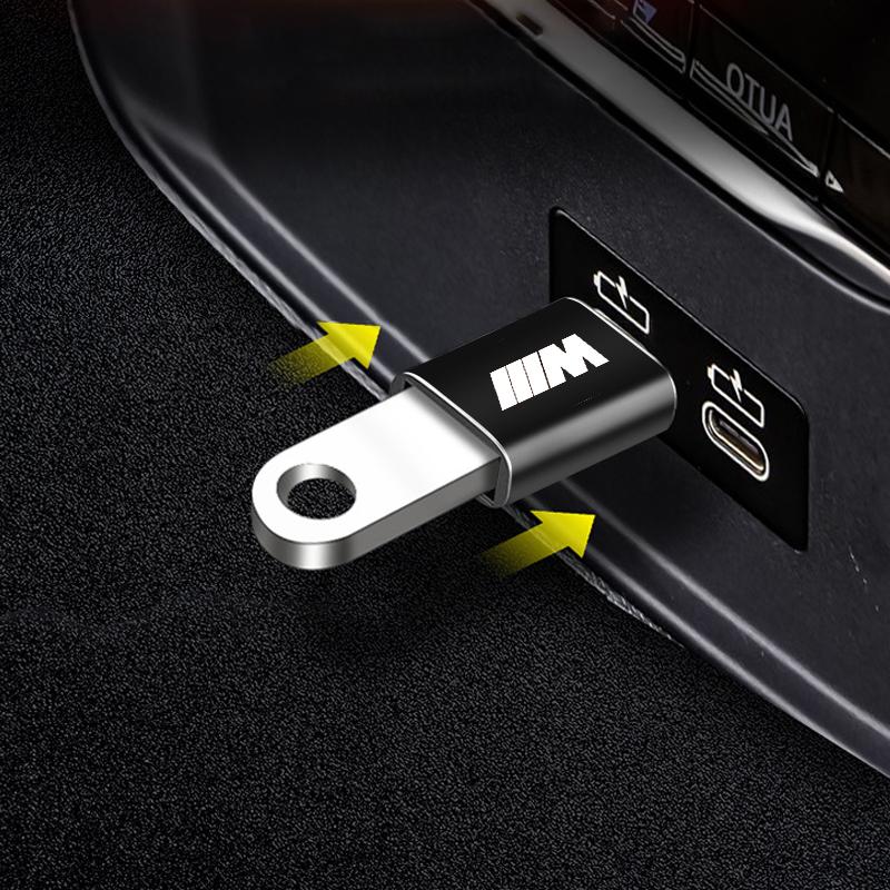 M-LOGO Car Charging Adapter TypeC To USB Converter Car Accessories For BMW E90 E60 E46 E39 F30 F10 E87 X3 X4 X5 X6 X7 X1 G30 G20 Z3 Z4