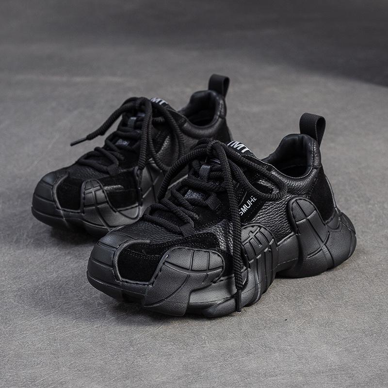 Fashion 2025 Autumn New Casual Outdoor Sports Lace Up Sneakers Lightweight Soft Sole Comfortable Genuine Leather Women's Shoes