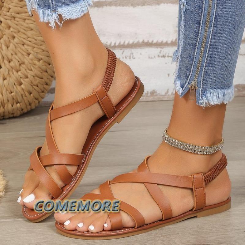 2024 New Summer Sandals Women Flats Thong Narrow Rome Style Band Flip Flops Slip On Female Beach Shoes Ladies Fashion Sandalias