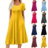 WomWomen's Casual Fashion Round Neck Short Sleeve Midi Dress Fashion Wedding Guest Dress