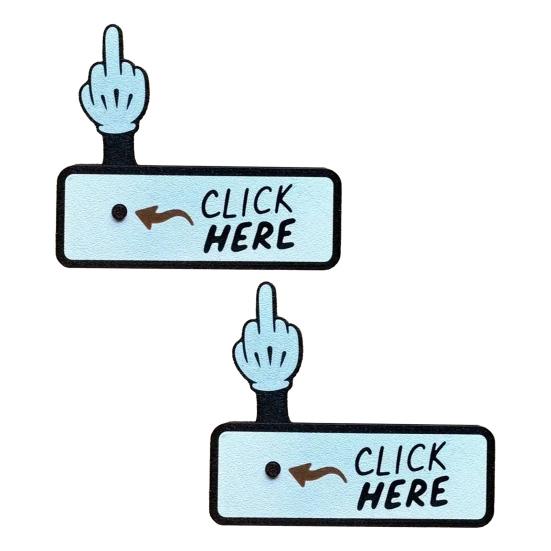 1/2/3/4Pcs Click Here Middle Finger Prank Toy Teens Adults Stress Relief Surprise Button Middle Finger Table Sign Decoration Tricky Props Gag Gift