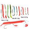 Bimoo 10pcs Soft Platic Fish Lure with Eye for Sabiki Rig Saltwater Fishing Small Eel Lure Bait Lumo White Pink Green Red Color