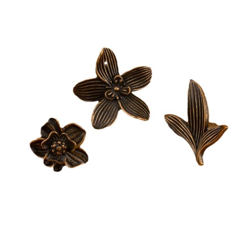 1pc Luxury Wardrobe Handles Hardware Knob Flower Shape Imitation Copper Single Hole Zinc Alloy