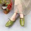Casual Genuine Leather Soft Sole Slippers Solid Color Low Heeled Women's Shoes Outside Slides