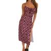 European & American Sexy Print Lace-Up Slit Sling Dress for Women