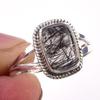Natural Black Rutile Gemstone Handmade 925 Solid Sterling Silver Ring S.7 W0p63