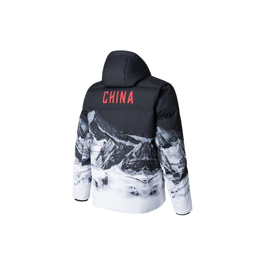 Anta Outdoor Casual Sports Zipper Hooded Long Sleeve Down Jacket Men Jackets Snow-White Printed 152347945-1