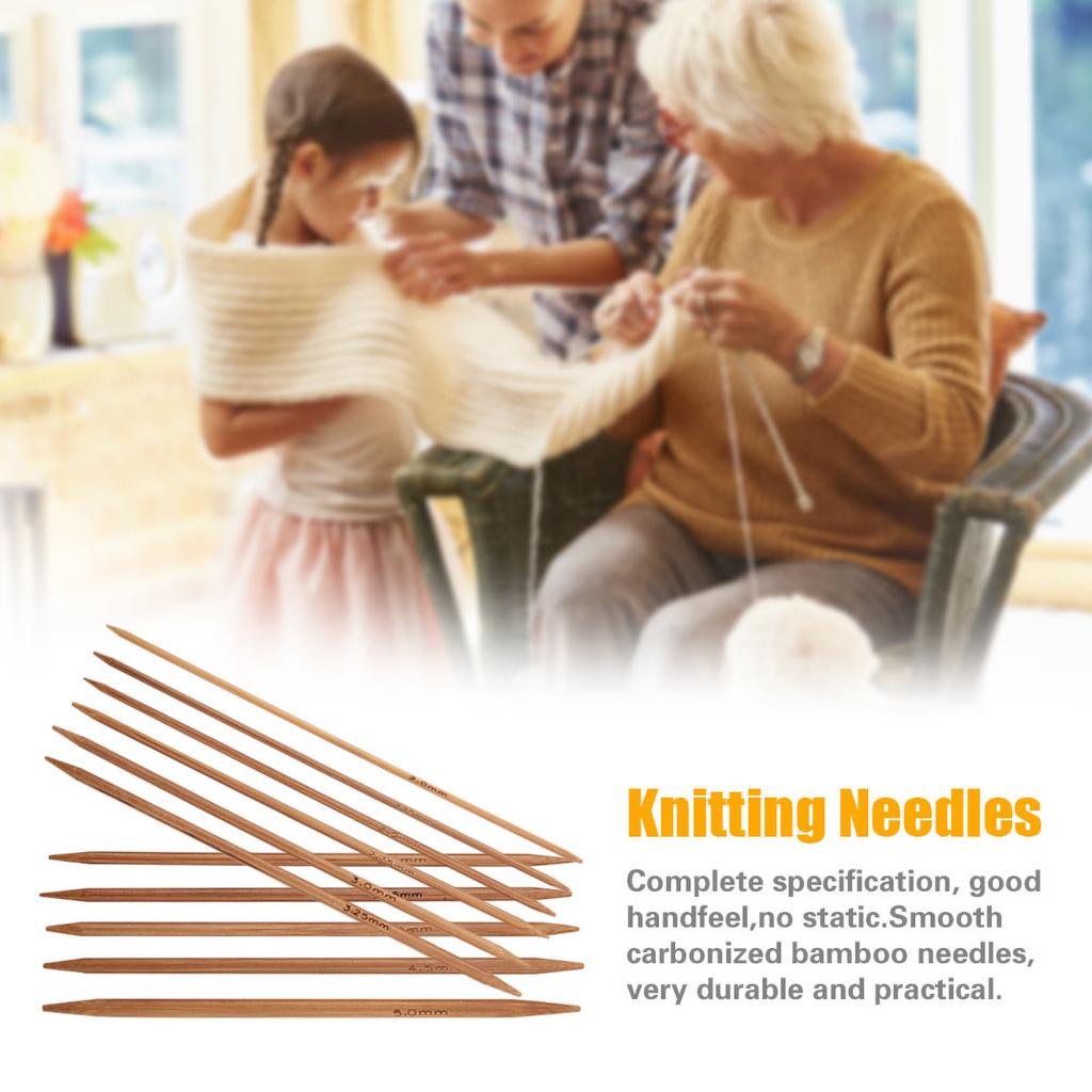 Set of 11 Bamboo Double Pointed Knitting Needles Set 11 Sizes (5.1in 13cm)