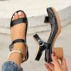 Braided Chunky Heeled Sandals for Women 2025 Summer Ankle Strap Platform Sandles Woman Casual Weaving Gladiator Sandalias Mujer