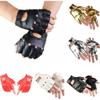 2Pcs PU Leather Half Finger Gloves Punk Performance Gloves Fashion Fingerless Mittens  Party