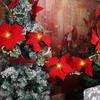 Artificial Poinsettia Garland Christmas Ornaments Flower String Light Holly Berry Green Leaf Vine for Xmas Tree Table Decoration