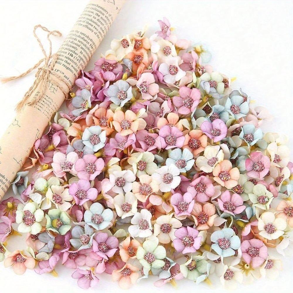 300 Pcs Artificial Mini Flower Heads, Colorful Silk Fake Multicolor Small Daisy for DIY Holiday Wedding Party Home Garden Decoration