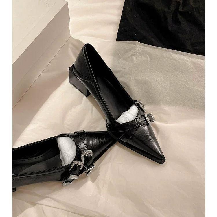 Pointed British Style Small Leather Shoes Women's 2025 New Thick Heel Black Solid Color High Heels Versatile Professional Temperament Single Shoes