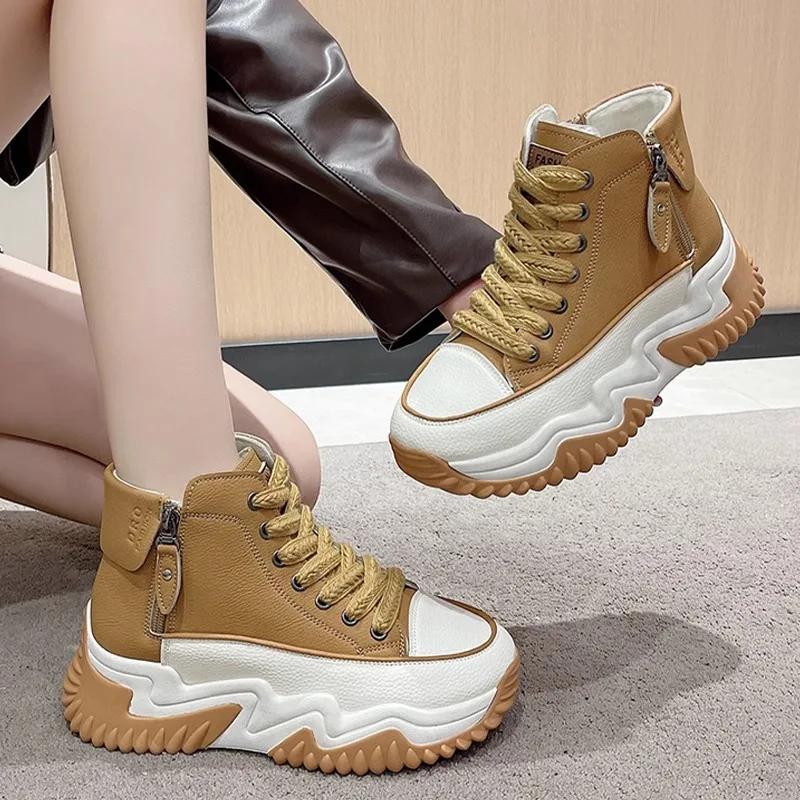 New Women Sneakers Fashion Platform Women's Boots Non-Slip High-top Casual Shoes Designer High Quality Comfort Women Ankle Boots
