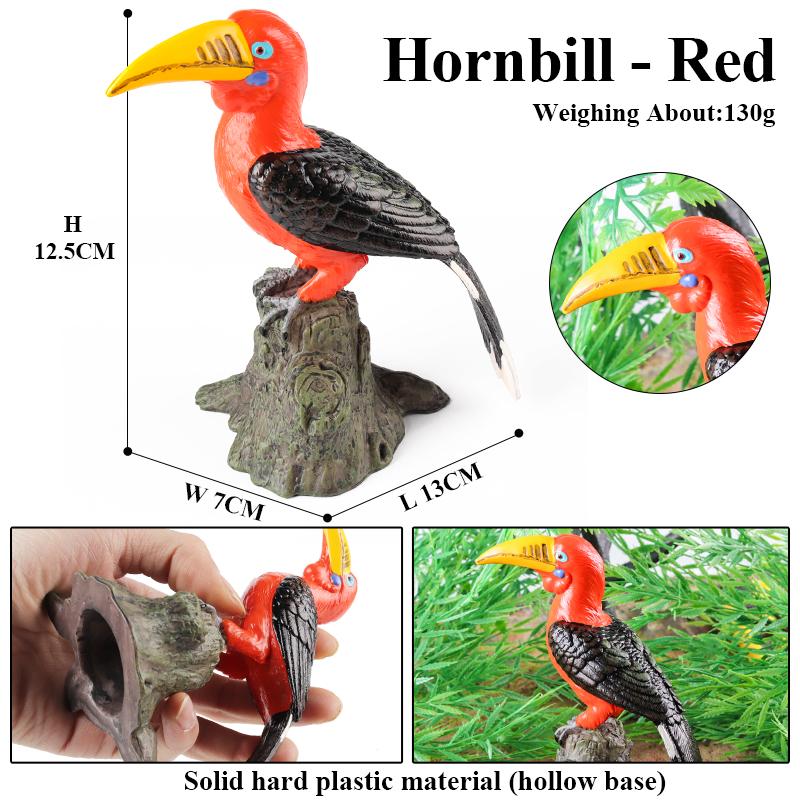 Oenux Bird Nest Animals Peacock Parrot Trogon Hornbill Owl Model PVC Action Figures Big Garden Decoration Cute Kids Toy Gift