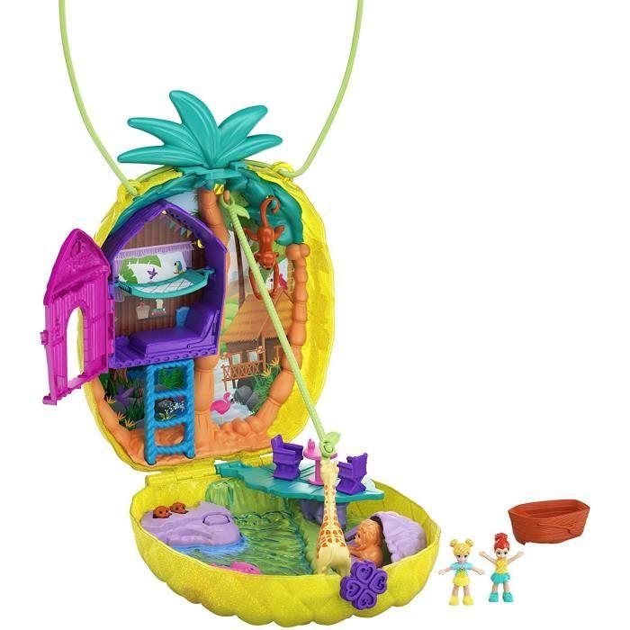 Polly Pocket - Sac À Surprises Safari Ananas - Figurines Miniatures - Jaune - 4 Ans Et +