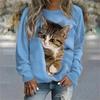 2023 Autumn New Women Round Neck Long Sleeve Fashion Casual Home High Quality Fabric Cute Cat Print Long Sleeve