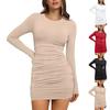 Женская осень и зима мода сексуальный тонкий пакет бедра знакомства длинные рукава нижние платья