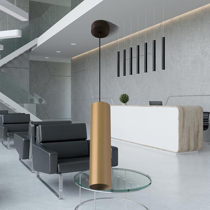 Suspension tube BETA doré GU10 câble 1.45m