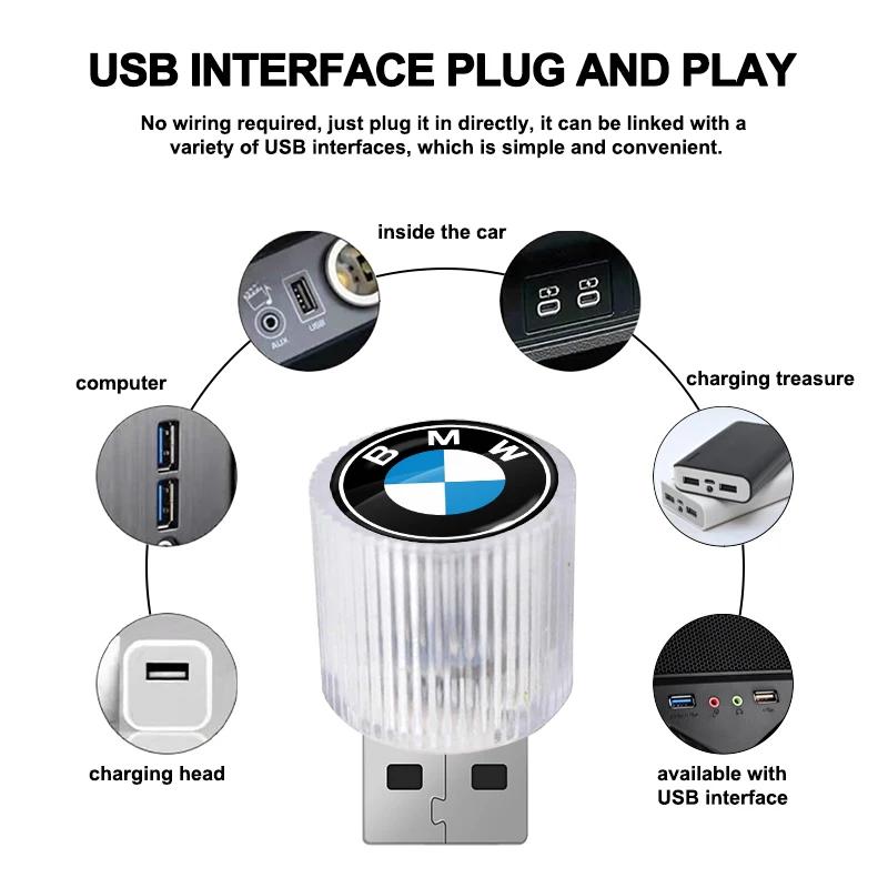 USB Car LED Light Auto Interior Atmosphere Light Car Emblem for Bmw M M3 M4 M5 M6 F20 F30 G20 F31 F11 X3 F25 X4 I3 1 3 5 Series