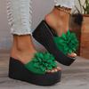 Fashion Women Platform Slippers 2024 New Summer Beach Wedges Sandals Fashion Flower Casual Slippers Women High Heel Slippers Women