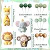 24PCS Cute Jungle Baby Shower Cake Decoration Safari Animals Cake Decoration Giraffe Monkey Elephant Lion Cake Topper
