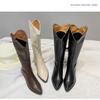 Autumn and Winter V-mouth Western Cowboy Boots Retro Side Zipper Pointed High Knight Boots Thick Heel But Knee Boots