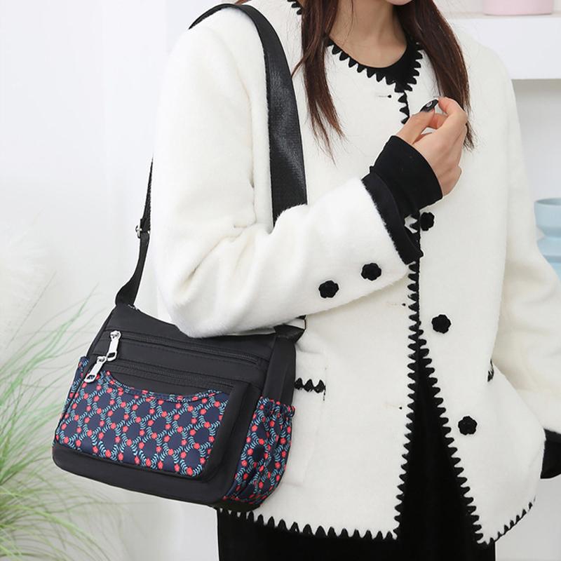 Fashion New Middle-aged Mother Bag Large-capacity Printed Multi-layer Shoulder Bag Lightweight Casual Joker Lady Crossbody Bag