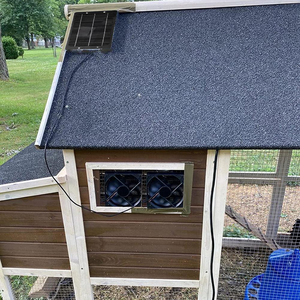 10W 12V Cooling RV Ventilation Fan Solar Panel Kit Solar Attic Fan Kit Electric Ventilation Fan for Chicken Coop Shed Pet House