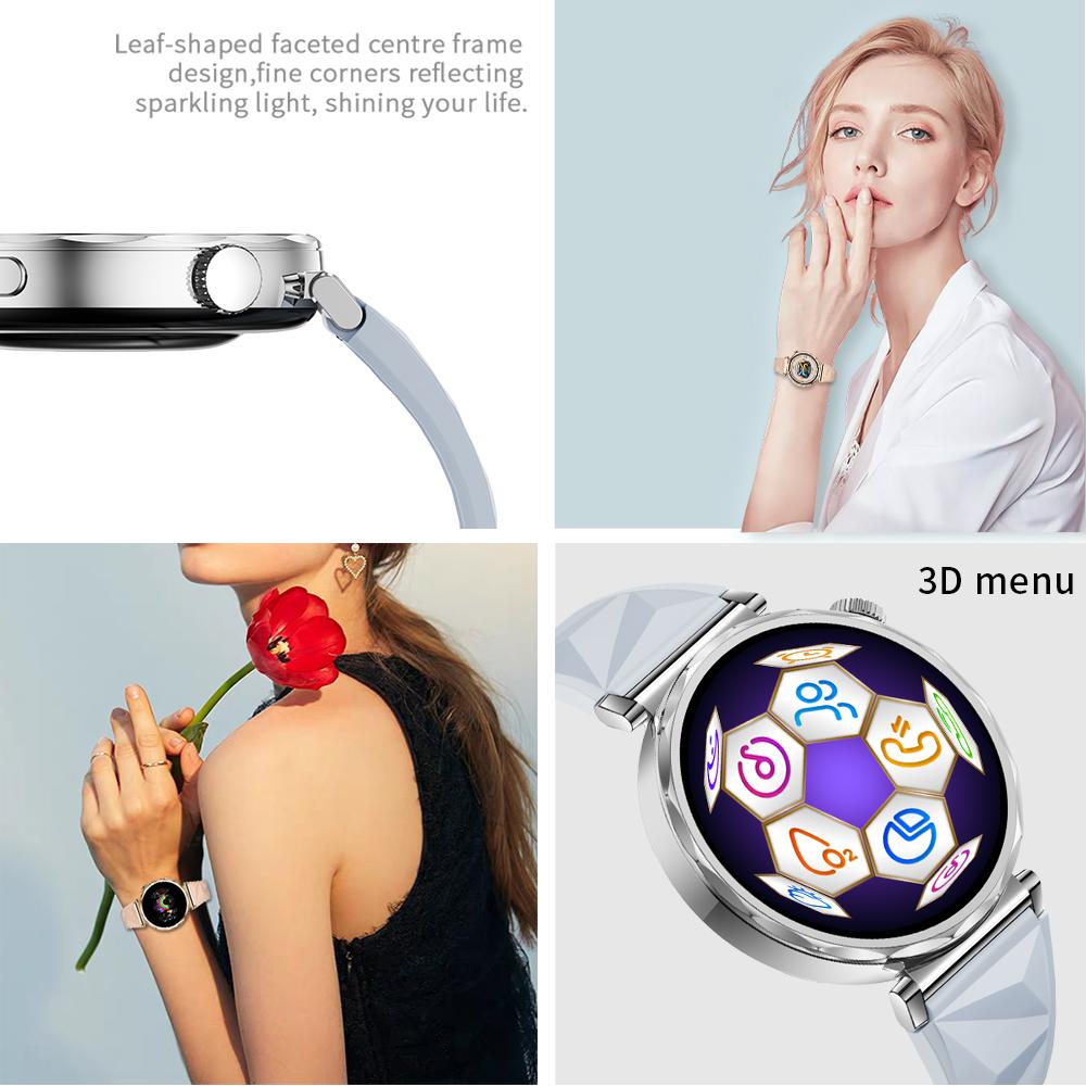 SACOSDING Amoled Screen Women Smart Watches Bluetooth Call Smartwatch Voice Assistant Heart Rate Compass Sport Watch