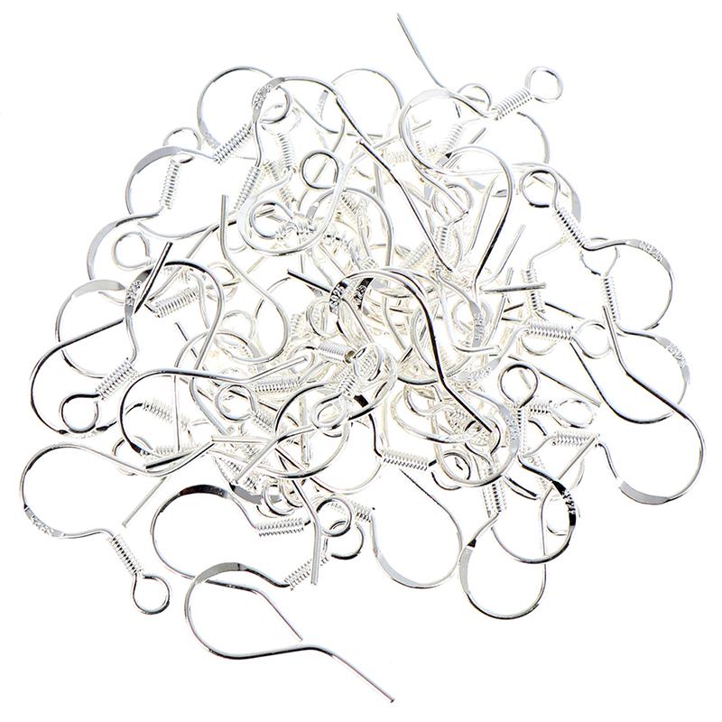 50Pcs 925 Sterling Silver Diy Earring Hooks Ball Jewelry Accessory Ear Wire