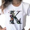 New Women T Shirt Custom Name Letter Combination Print Tshirt Flower Letter Font A B C D E F G Short Sleeve Female Tees Tops