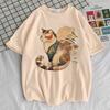 Japanese Grunge Cat Tshirt Harajuku Grunge Psychedelic Vintage Anime Tshirt Pastel Korean Clothes Streetwear 2000s Retro Women