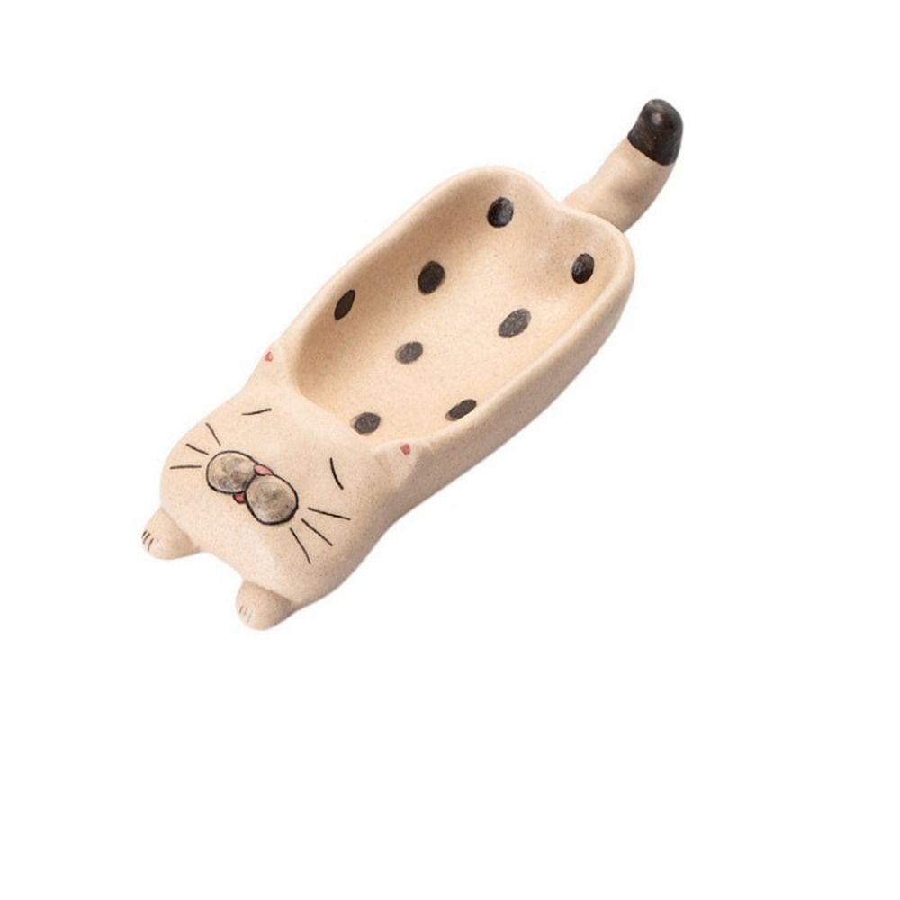 Cute Cat Ceramic Small Dish Mini Mustard Pesto Tomato Ketchup Soy Sauce Dish Seasoning Plates With Handle For Home Restaurant