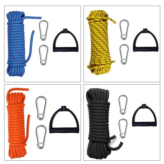 Water Skiing Rope with Handle Stainless Steel Carabiner Buckle 4m Nylon Tow Rope Sled Cart Pull Rope for Wakeboard Kneeboard Snowboard Equipment