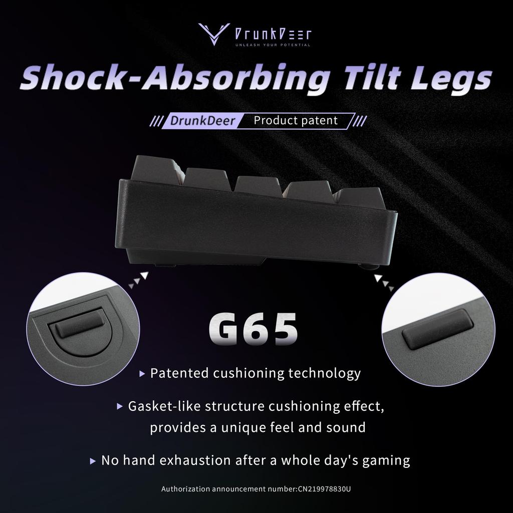 DrunkDeer G65 eSports Gaming Rapid Trigger Keyboard Hall Effect Switches Magnetic Switches Last Win Release Dual Trigger Modes Adjustable White Perry