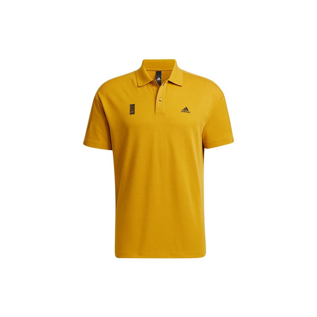 Adidas Wuji Series Logo Print Solid Color Sports Polo Shirt Men Tops Gold H39321