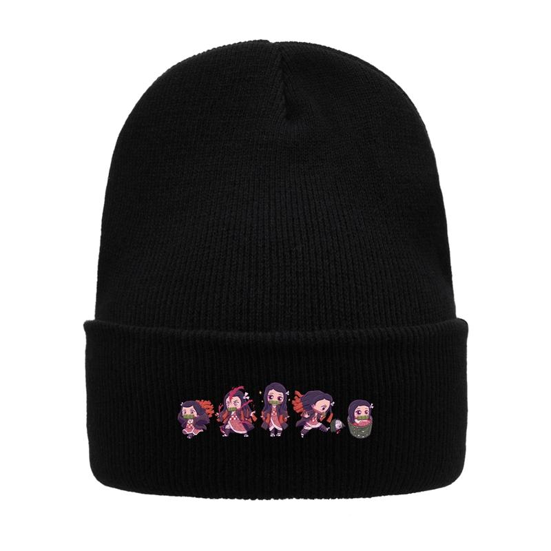 Knit Hat Demon Slayer Kimetsu No Yaiba Anime Winter Warm Beanie Caps Gonpachiro Kamanoko Unisex Women Casual Bonnet