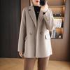 Women's Slim Wool Melton Overcoat - Mid-Length, Double-Faced with Suit Collar for Autumn and Winter