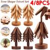 Creative Walnut Colored Tree Design Stand Wooden Trivets Decorative Anti Scald Heat Resistant Table Mat Coaster Wood Placemats P