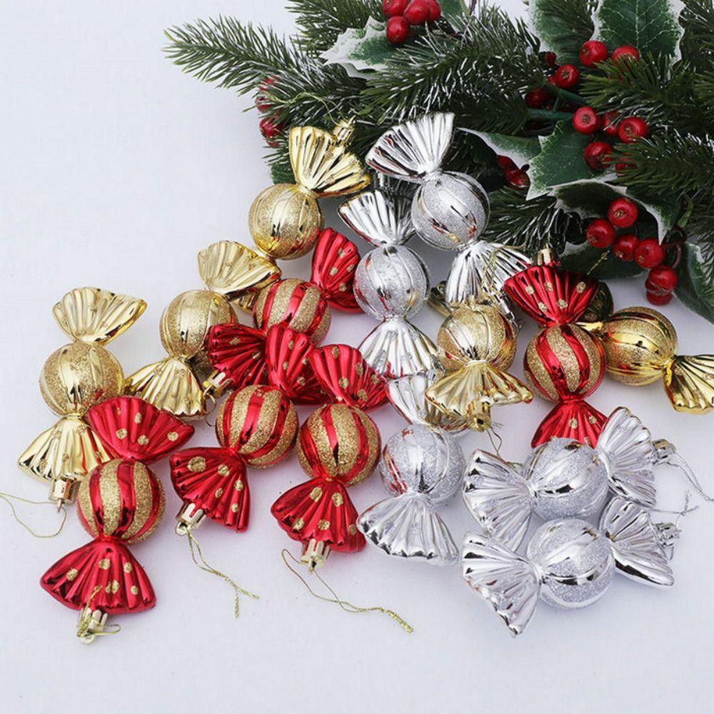 4pcs Colorful Christmas Candy Pendants Electroplating Colorful Candy Interesting Party
