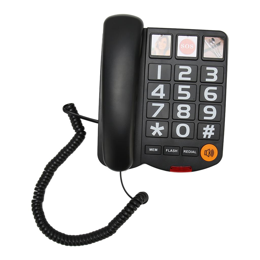 Big Button Phone Multifunction One Touch Dialling Hands Free Corded Landline Telephone with Loud