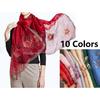 Women Mulberry Silk Scarf Long & Large Embroidered Floral Pattern Shawl and Wraps Neckerchief for Hair & Neck