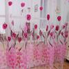 Romantic Tulip Print Voile Sheer Curtain Drape Divider Valance for Door Window